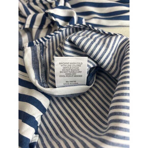 Jane + Delancey Blue and White Striped Long Convertible Sleeve Plus Size 1X - Picture 6 of 12